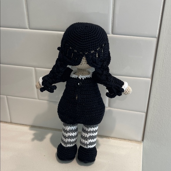 Handcrafted Wednesday Doll Crochet Decor Toy Addams Family - Picture 8 of 12